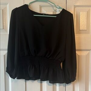Shinestar Black V-Neck Blouse